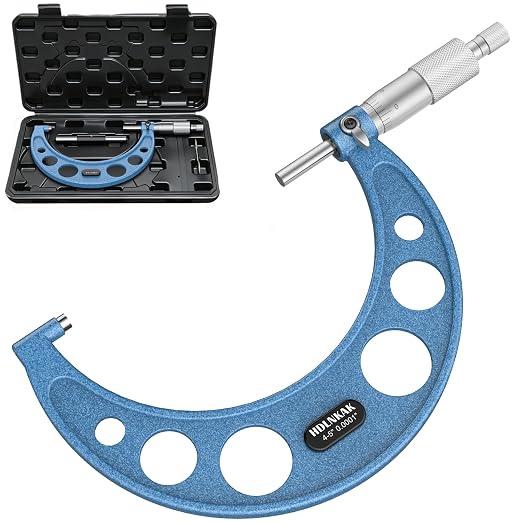 HDLNKAK Outside Micrometer Set, 4-5" Machinist Micrometer, 1 Pcs Machinist Tool Set, 0.0001" Graduation Micrometer Set, Alloy Precision Micrometer, Micrometer Standard Set with Case