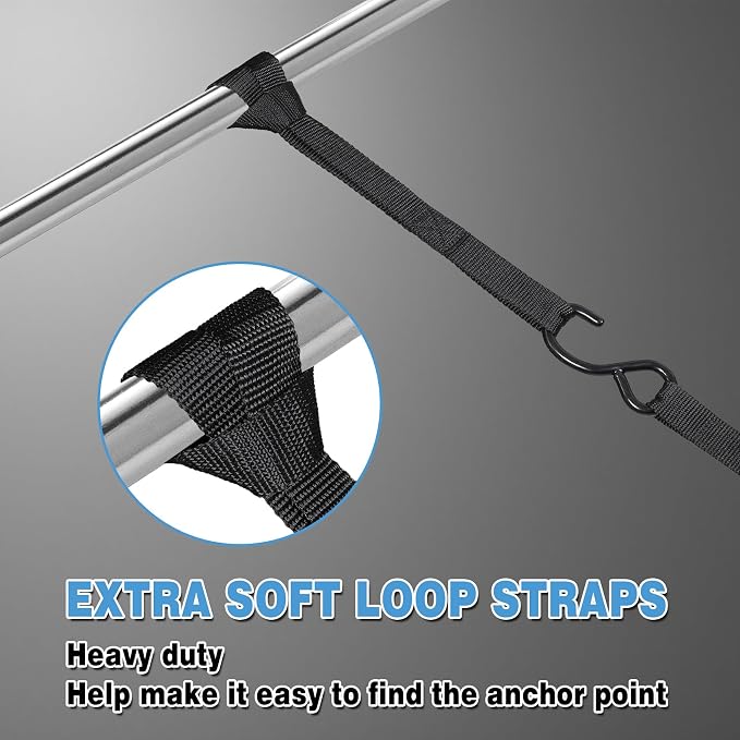 EXVITAL Tie Down Straps with Hook Cam Buckle Straps 1" x 12’ 1200lbs Break Strenght with Extra Soft Loops for Motorcycle, Kayak, ATVs, Dirt Bike, Truck, Car Black 2 Pack