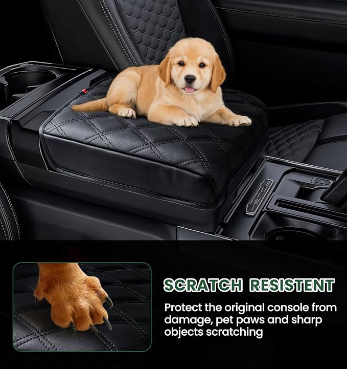 Sinvanho Center Console Organizer Cover for Ford F150 Accessories 2021-2024 2025 & Lightning XLT 2022 2023 2024 and Center Console Cover for 2021-2025 Ford F150 with Work Surface Console