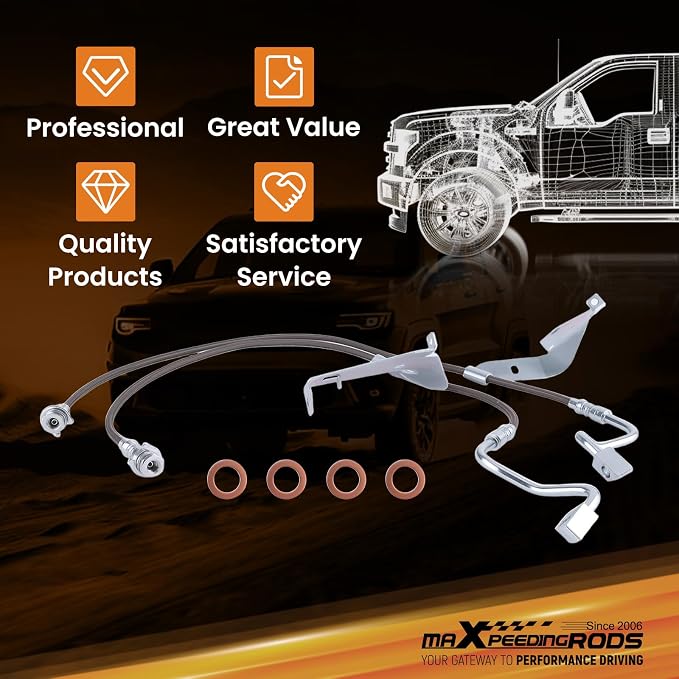 maXpeedingrods Extended Brake Lines for Ford F-250 F-350 Super Duty 4WD 2008-2016 w/4-6" Lift, Front Stainless Steel, DOT Approved