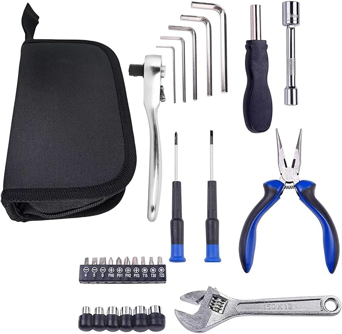 Upgarded 29PCS Compact Motorbike Tool Sets, Motorcycle Repair Toolkit Tool kit Underseat,Motorcycle Repair on the Road, Great for Travel Tool Needs