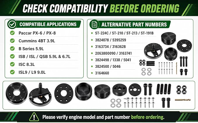 Front+Rear Crankshaft Seal Main Crankshaft Seal & Wear Sleeve Installer Tool Kit,Compatible with Cummins 3.9L 5.9L 6.7L 1989-2016 Replace 1338 3824498 5046 3824500 3164660 ST-224C 3824078 5395259