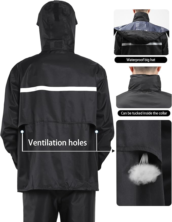 iCreek Rain Suit Waterproof Jacket and Pants Hi Vis Raincoat for Men and Women Reflective Outdoor for All-Sport Work