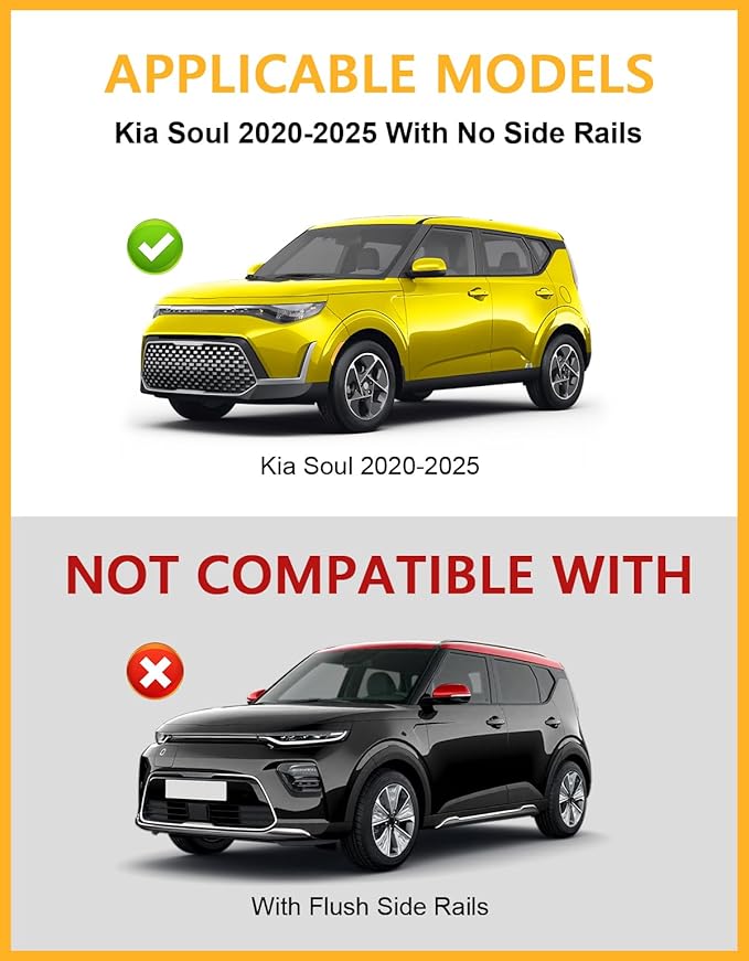 Tuyoung 220lbs Lockable Roof Rack Cross Bars Compatible with Kia Soul 2020 2021 2022 2023 2024 2025 Without Side Rails, Aluminum Roof Rails Crossbars Cargo Bars Luggage Carrier Black Accessories