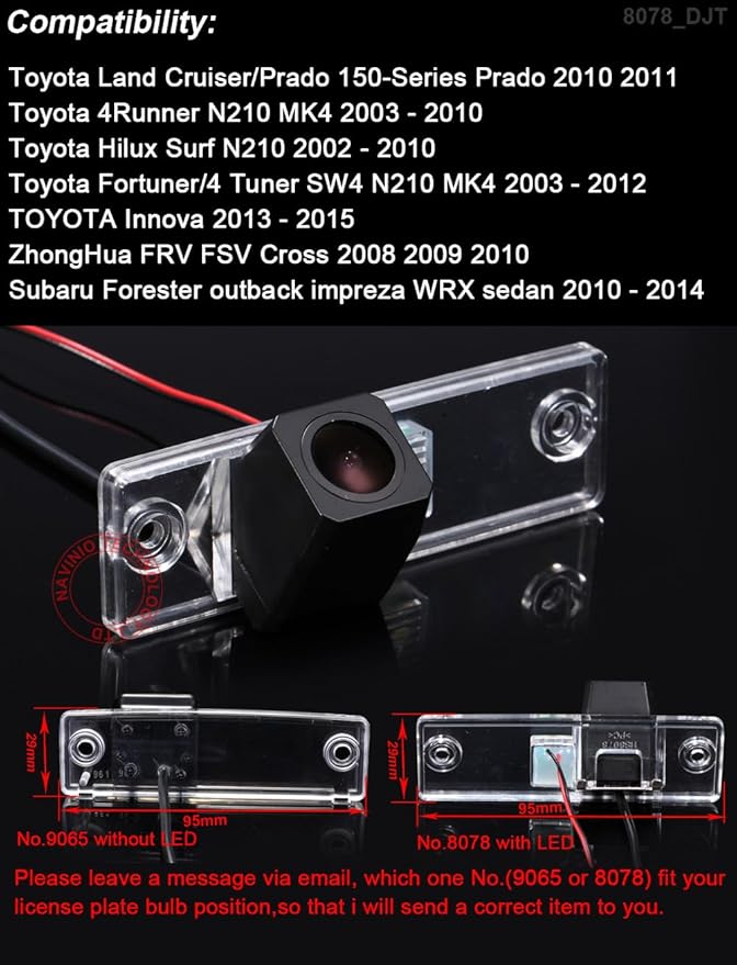 1280 * 720 Pixels car Rear View Backup Camera Replacement for Toyota Land Cruiser Prado 4Runner Hilux Fortuner Subaru Forester Outback Impreza WRX Sedan Waterproof Night Vision