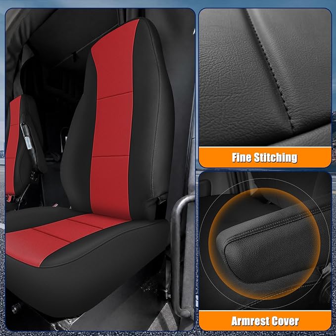 Seat Cover Fits for Peterbilt Model 579, 579EV, 589, 567 | Leather Seat Cover (High Back) with Long Armrest 17in Cover for Semi Truck Driver/Passenger Side