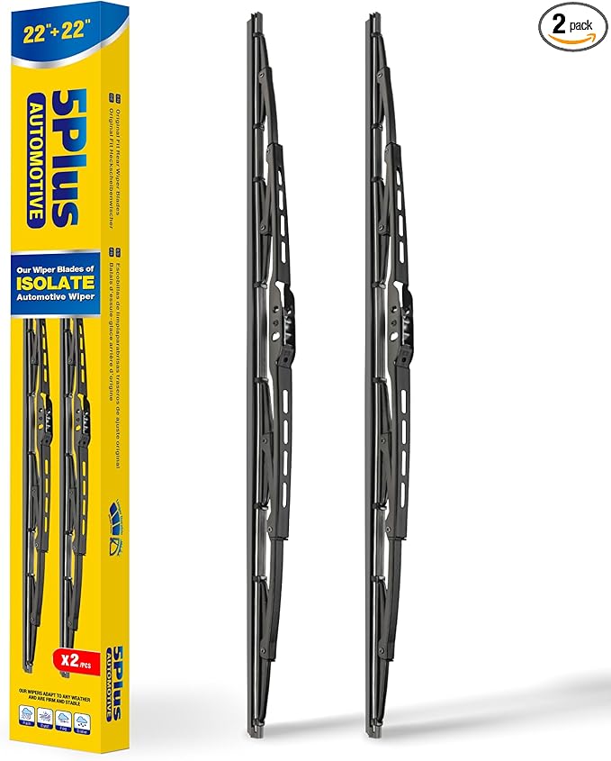 5 PLUS® 22" Wiper Blades 2 Pack Replacement for Ford F150 F250 F350 F450 F550 2023 2022 2021 2020 2019 2018 2017 2016 2015 2014 2013-2009-OEM Quality Premium All-Season Windshield Wiper Blades