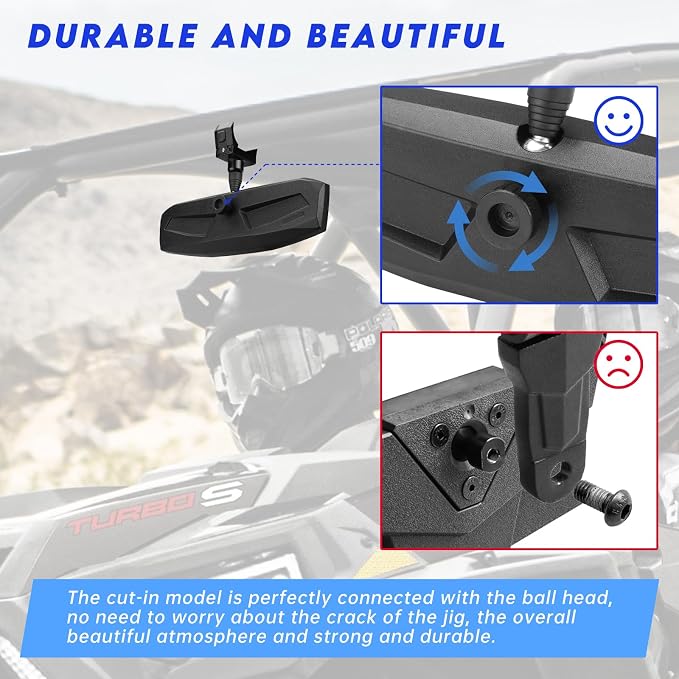 SHEJISI UTV Rear View Mirror,SXS UTV Mirrors HD,360°Adjustable Angle for 1.5" to 2.0 inch Round Roll Cage,Compatible with Polaris RZR,Honda Pioneer,Kawasaki KRX/Mule,Yamaha,Talon,Can Am X3,CFMOTO