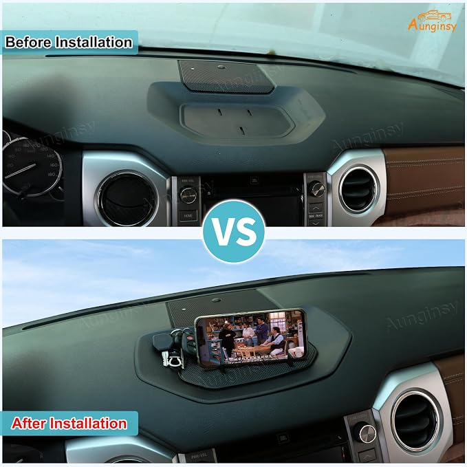 Aunginsy Center Console Dashboard Storage Tray Compatible with Toyota Tundra 2007-2021,Car Instrument Multi-Functional Phone Holder Storage Box Organizer Tray Insert ABS Interior Accessories, with Mat
