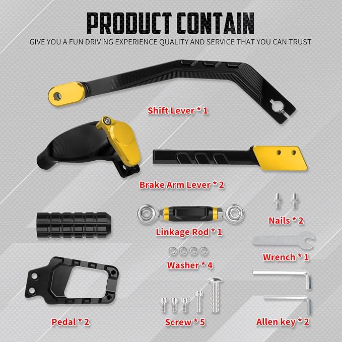Motorcycle Mid Control Kit Footpegs Linkage Lever Set Fit for Harley Softail Low Rider FXLRS 2020-2025 FXLRST 2022-2025 Street Bob FXBB 2018-2025 (Yellow)