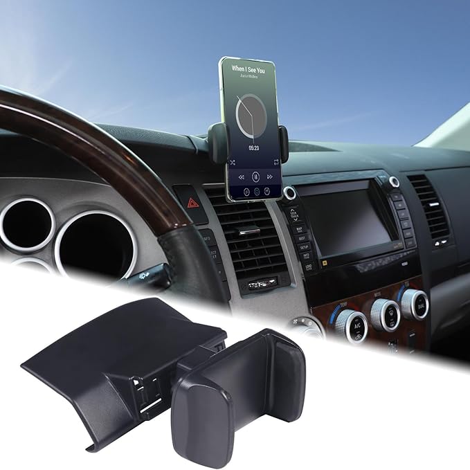 Car Phone Holder Compatible with Toyota Tundra/Sequoia 2007-2013 Center Console Air Outlet Vent Upper Panel Mobile Phone Mount Dashboard Hands-Free Universal Cell Phones Navigation Bracket Accessories