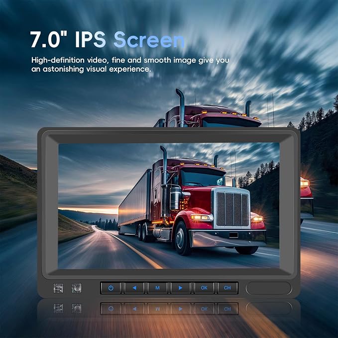 Wireless Solar Backup Camera with 7-Inch HD IPS Display, IP69 Waterproof Magnetic Mount, Infrared Night Vision, No Wiring Easy Installation, Rear View Camera for Car/Truck/Trailer/RV