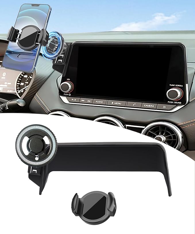 Magnetic Car Phone Mount for 2021-2026 Nissan Rogue / 2019-2025 Altima / 2020-2025 Sentra, for MagSafe Strong Magnets Cell Phone Holder 8-Inch Touch Screen Cradles,with portable phone gripper