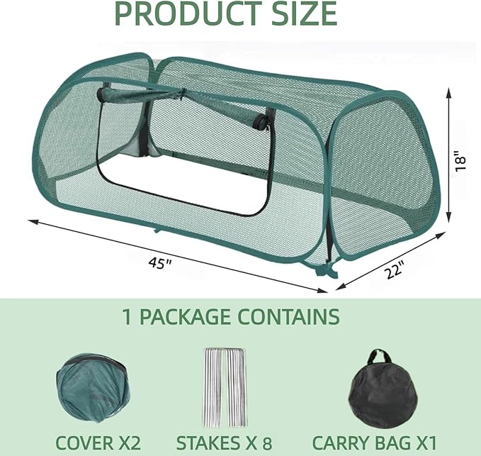 2Pack Raised Garden Bed Covers(45"X22"X18"), Pop Up Mesh Plant & Vegetable Cover,30% Sunblock Plant Shade Tent, Outdoor Planter Protection, Sun & Insect Guard
