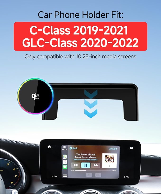 Qi2.2 Max 25W Fast Wireless Car Charger Phone Holder for 2020-2022 Mercedes-Benz GLC-Class/2019-2021 C-Class 10.25-Inch Screen, Magnetic Phone Mount Compatible with MagSafe