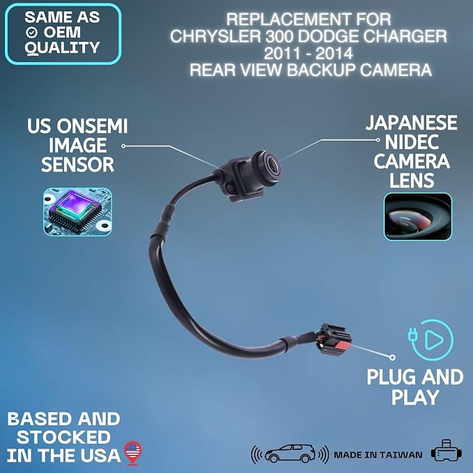 Backup Camera for 2011 2012 2013 2014 Chrysler 300 Dodge Charger | Rear View Cam Fits OE # 56054058AH 56054058AD 56054058AE 56054058AF 56054058AG, reverse parking assist backup