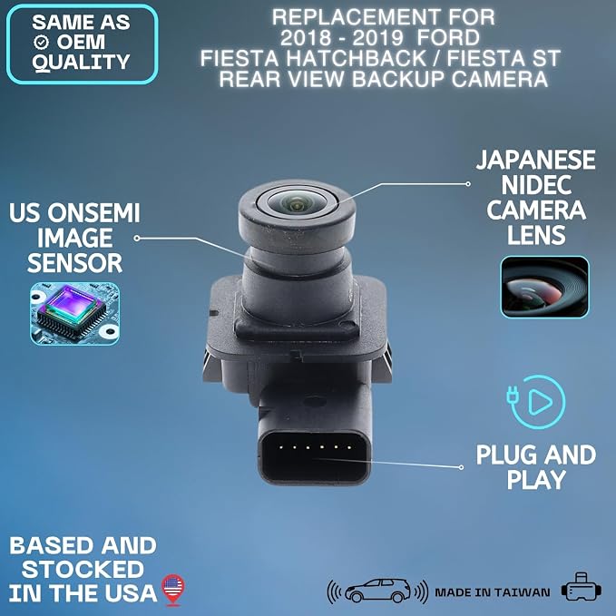 Backup Camera Replaces for 2018 2019 Ford Fiesta Hatchback/Fiesta ST OE Part # D2BZ19G490E D2BT19G490AD