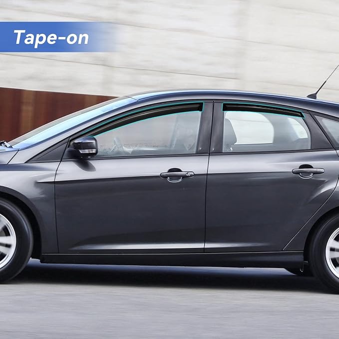 Window Visors Rain Guards Shield for 2012-2018 Ford Focus Sedan & Hatchback, Out-Channel Window Vent Wind Deflectors Visors Shades for 12-18 Focus (Not for Focus RS & ST)