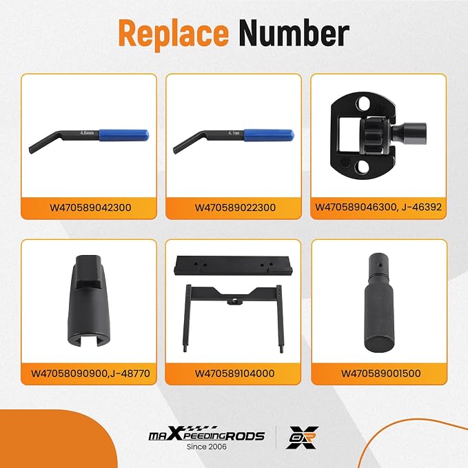 maXpeedingrods For Detroit Diesel DD15 DD16 Engine Brake Adjustment + Camshaft Timing Tool + TDC Locating Pin + Barring Tool + Fuel Line Socket, W470589104000 W470589001500 W470589046300, 7PCS