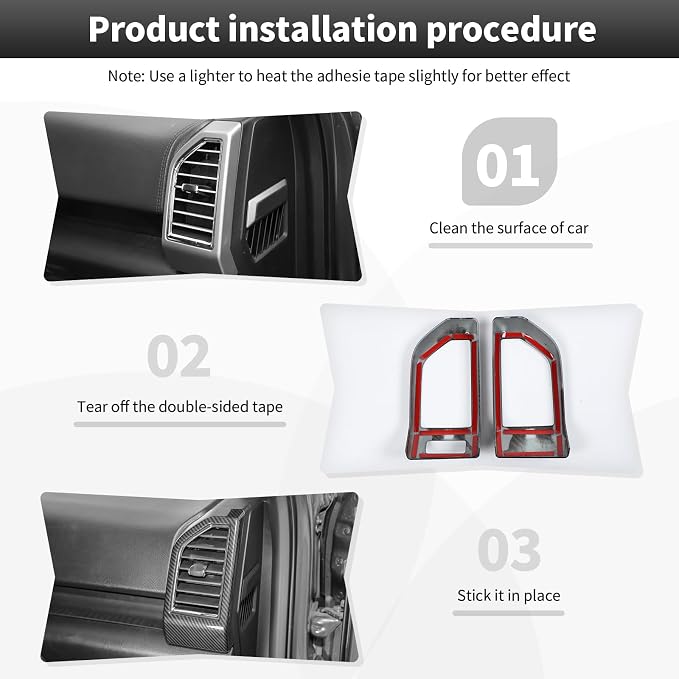 9PCS Carbon Fiber Interior Trim Kits Fit for 2015-2020 Ford F150 Interior Decor Accessories Central Control Dashboard Left & Right Air AC Vent Steering Button Frame Panel