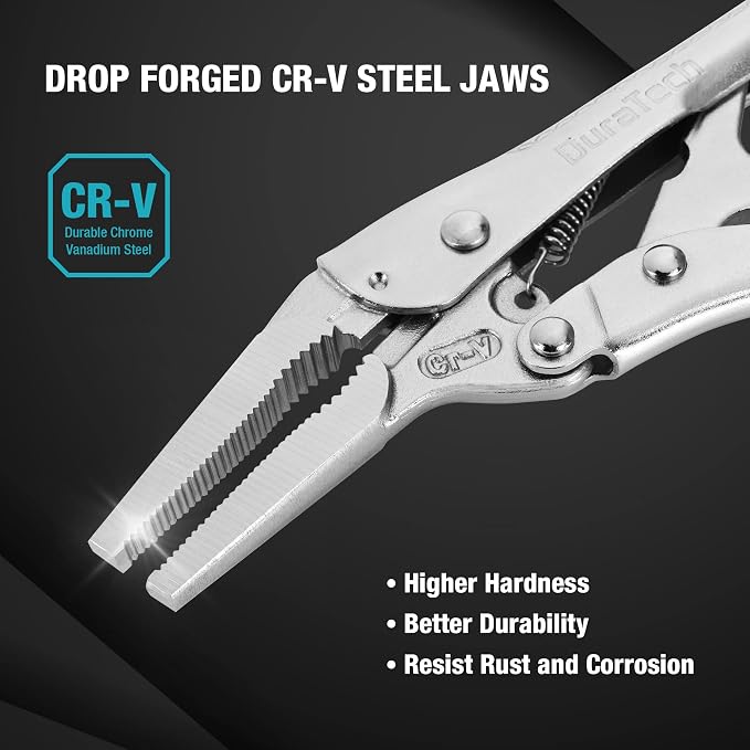DURATECH 6-1/2Inch Long Nose Locking Pliers & DURATECH 8-Piece Pliers Set