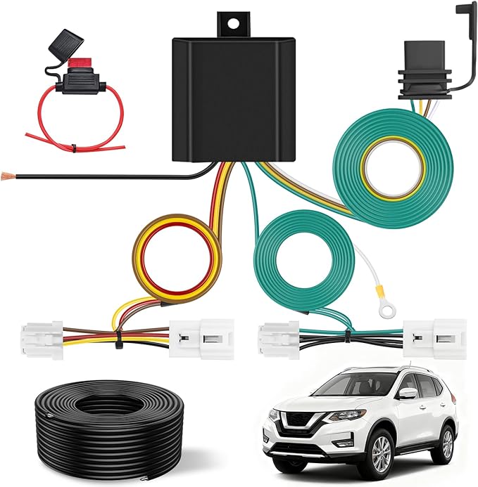 Nilight 4 Pin Trailer Wiring Harness Kit 56033 Custom for 2008 2009 2010 2011 2012 2013 2014 2015 2016 2017 2018 2019 2020 Nissan Rogue 2007-13 Infiniti G25 Q60 G35 G37 Sedan Tow Hitch