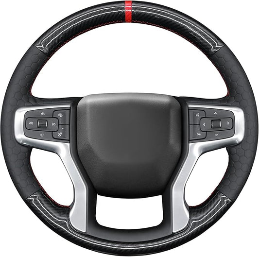 MEWANT Hand Stitch Steering Wheel Cover for Chevy Silverado 1500 Blazer Suburban Tahoe Chevy Silverado Truck Accessory