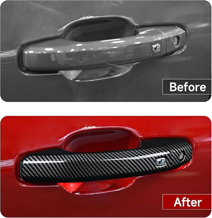 Car ABS Exterior Side Door Handles Decoration Trim Cover Accessories for Chevy Colorado/GMC Canyon 2023 2024 2025 (Carbon Fiber Style)