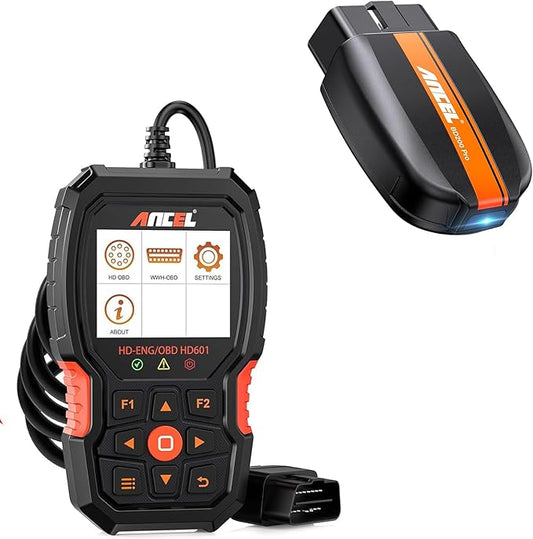 ANCEL HD601 PRO Heavy Duty Truck Scanner with ANCEL BD200 Pro OBD2 Scanner Bluetooth