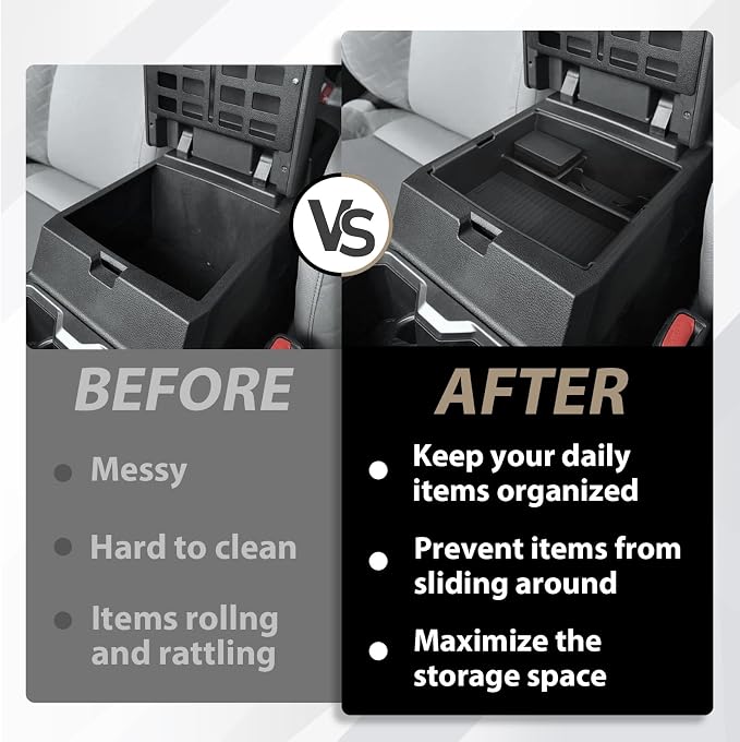 Muslogy Dashboard Storage Box & Center Console Organizer Compatible with 2024 Tacoma Accessories 8-inch Screen & Middle Console Storage Box ABS Material with Anti-Slip Mats