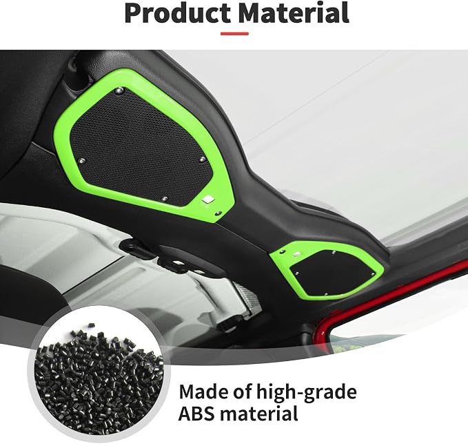 JWWY for Jeep JL Speaker Audio Trim Top & A Pillar Cover Trim for 2024 Jeep Wrangler JL JLU & Gladiator JT Accessories ABS 4PCS Green