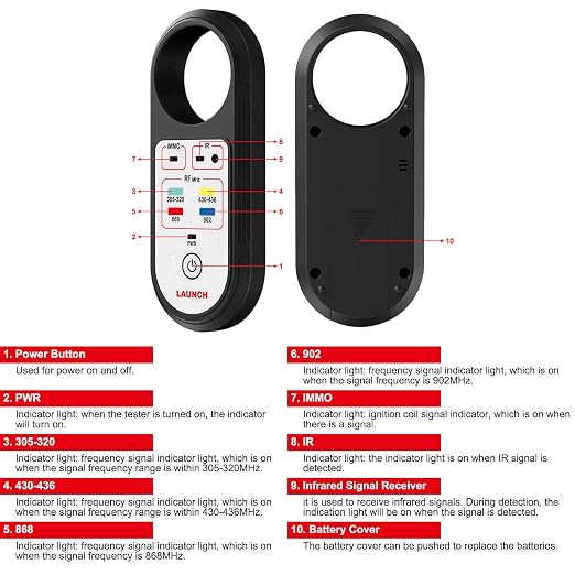 LAUNCH Remote Key Frequency Tester 315/433/868/902MHz Infrared Signal Detection, Key Fob Signal Tester