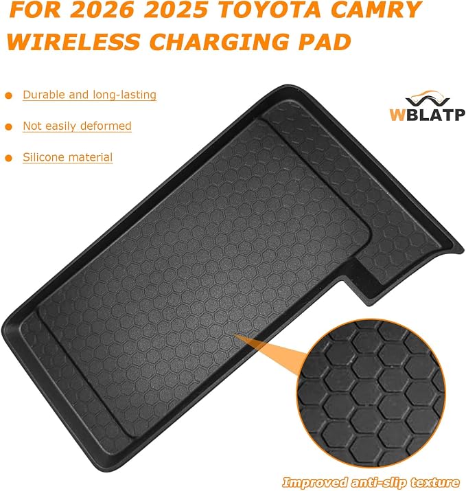 Center Console Wireless Charging Non Slip Mat For 2026 2025 Toyota Camry Accessories Anti-Slip Wireless Charger Protective Pad Phone Charge Area Charging Protection Heat Insulating Silicone Material