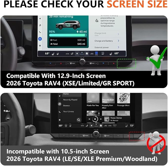 12.9-Inch Behind Screen Center Console Organizer Tray For 2026 Toyota RAV4 Hybrid (XSE/Limited)&Plug-in Hybrid (XSE/GR SPORT) ABS Material, 6th Gen RAV4 Hybrid&PHEV Accessories