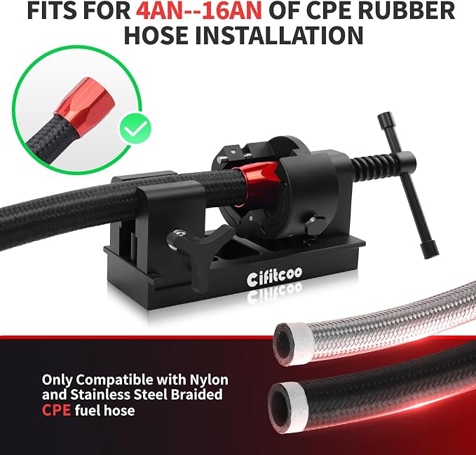 The Complete AN Fitting Kit: AN Fittings Installation Tool + Blue AN Wrench, Covers -3 to -16AN Sizes, No Damaged Fittings, Perfect for Fuel & Oil Lines