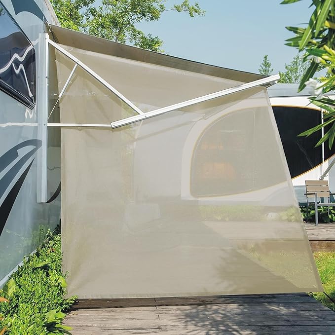 Dulepax RV Awning Side Shade- 9'X7' -Second Generation RV Awning Side Shade Screen Significantly Improves Shadew and Privacy.Universal RV Screen with Complete Kit