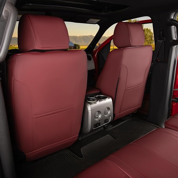 HKZ Custom Fit Seat Covers for Ford F150 - Leather Seats Protector (Burgundy, Front Seat Set for 2012-2014,All Models)
