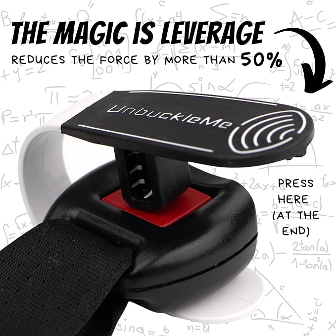 UnbuckleMe Car Seat Buckle Release Tool - Easy Opener Aid for Arthritis, Long Nails, Older Kids - Button Pusher for Infant, Toddler, Convertible 5 pt Harness car Seats - As Seen on Shark Tank (Black)