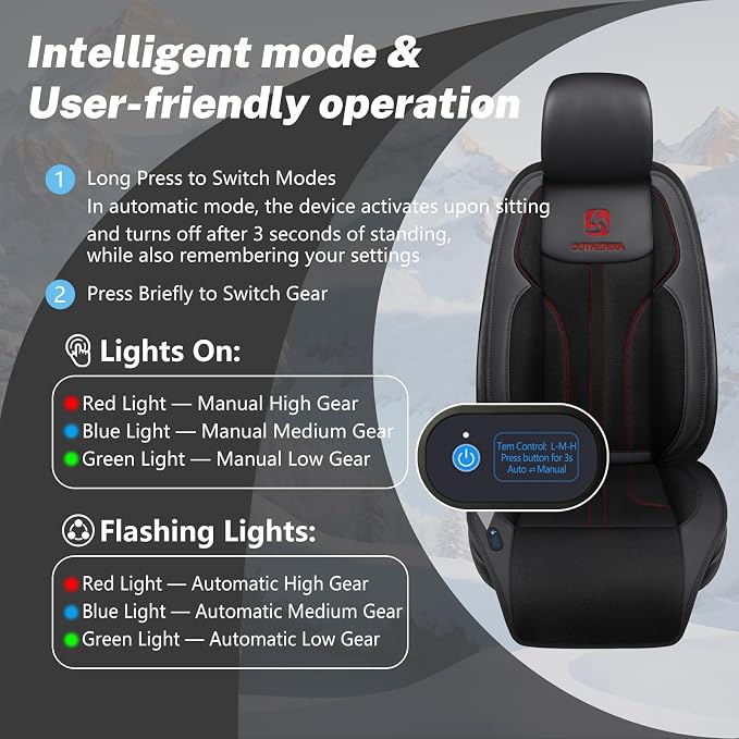 Cooling Car Seat Cushion with 10 Powerful Turbo Fans, 12V-24V Ventilated Cooling Car Seat Cushion, 3-Speed Adjustable Breathable Cooling Seat Cover for Car SUV Truck Universal Fit (Black)