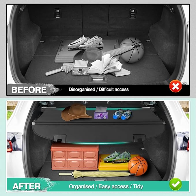 Powerty Cargo Cover for Mazda CX5 CX-5 2017-2024 2025 Accessories Retractable Trunk Cover Waterproof Trunk Security Cover Shielding Shade No Gap