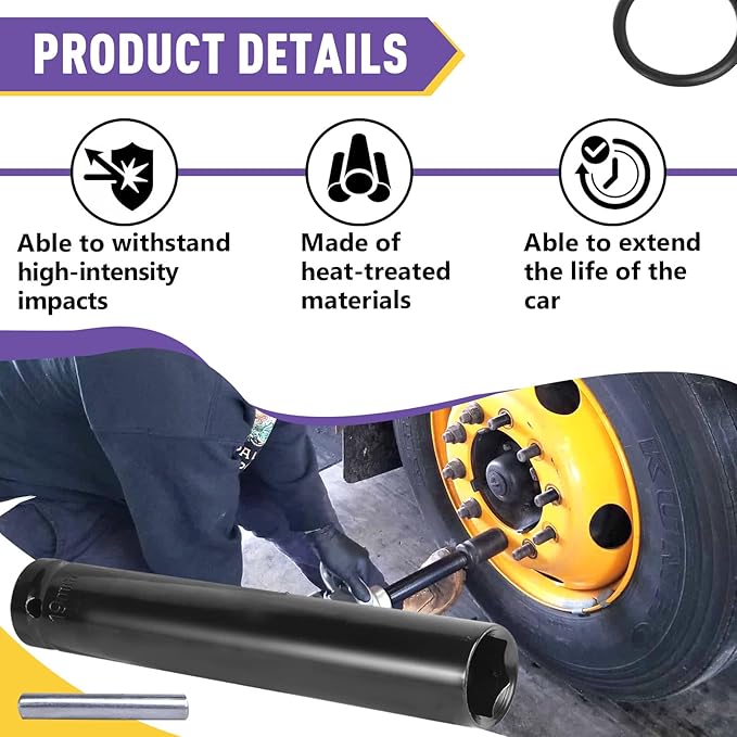 2PCS 19mm Socket Tool 3/4" Truck Cage Bolt, Compatible with Truck Air Brakes with 800921 Cage Bolt, Extra Deep 3/4" Socket 1/2" Drive, with Three Rubber Rings and Three Metal Bars