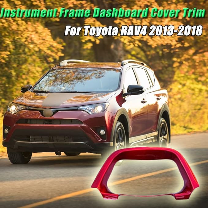 BOYUER for Toyota RAV4 2013-2018 ABS Instrument Frame Steering Wheel Panel Dashboard Cover Trim Sticker Car Interior Accessories Decoration Panel Moulding Trims (Red)