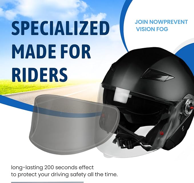 XII WY Universal Motorcycle 3/4 open face Helmet Shield Anti Fog Film Polarized Grey Visor Lens Insert Fog Resistant Waterproof Sticker