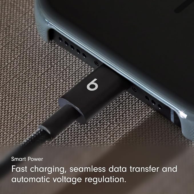 Beats USB-A to USB-C Woven Short Cable Fast Charging Durable/Tangle-Free Compatible Charger for Apple & Android Devices (8 in, 20 cm) - Bolt Black