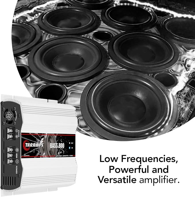 Taramp's Bass 800 1 Ohm Monoblock Amplifier 800 Watts Rms 1 Channel, 14.4VDC Out Power Full Range, Great for Sub/Bass - RCA/High Level Input, Car Audio