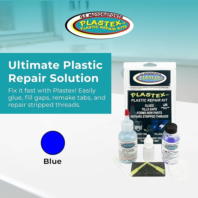 Plastex Plastic Repair Kits - Easily Glue, Repair or Remake Broken Plastic, Fiberglass, Wood & More! (Standard Blue Kit)