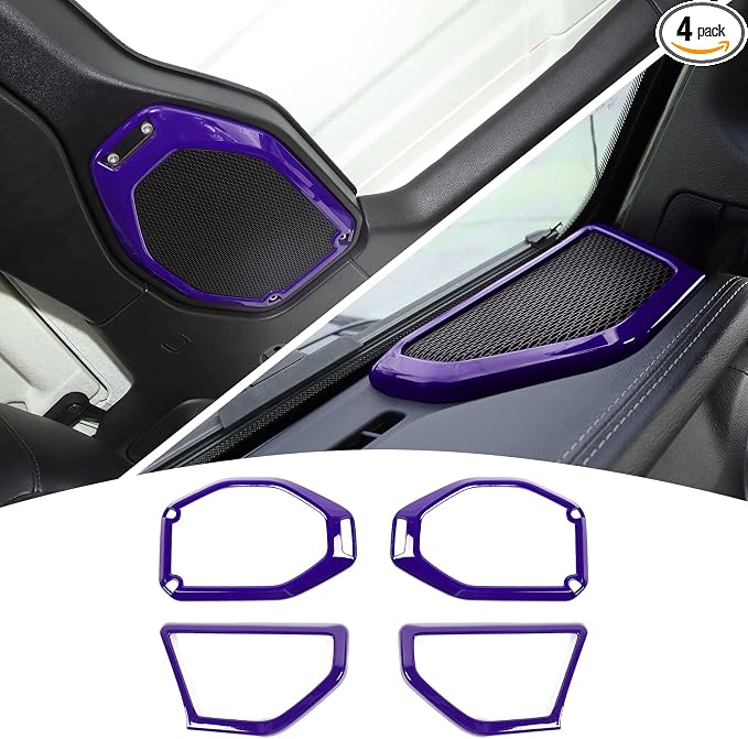 JeCar Purple Interior Speaker Cover Bezel Trim Kit for 2018-2023 Jeep Wrangler JL JLU & Gladiator JT Interior Accessories, 4pcs