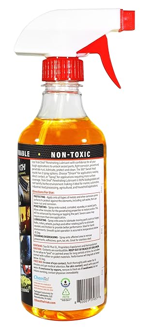 Trick Shot - 3-in-1 Penetrating Lubricant Oil - Biobased Food Grade Industrial Oil for Parts, Rust and Corrosion Remover, Anti-Seize Lubricant Protects Metal Surfaces, Degreases & Cleans - 16 oz