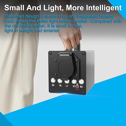 Portable Trailer Light Tester Box with 12V 10Ah Battery, Wireless Remote Control Operation, Fit for 7-Way Round & 3/4/5 Flat Pin Type