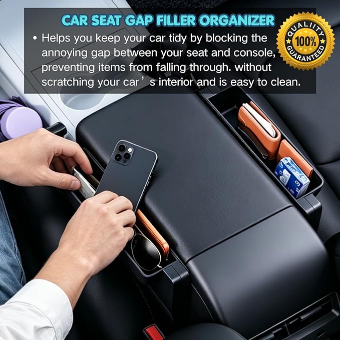 Carbon Fiber 2-in-1 Steering Wheel Tray Table & Car Seat Gap Filler Organizer | Foldable Adjustable Desk for Laptop, Eating & Work | Universal Car Office Accessories for Drivers, Women & Men